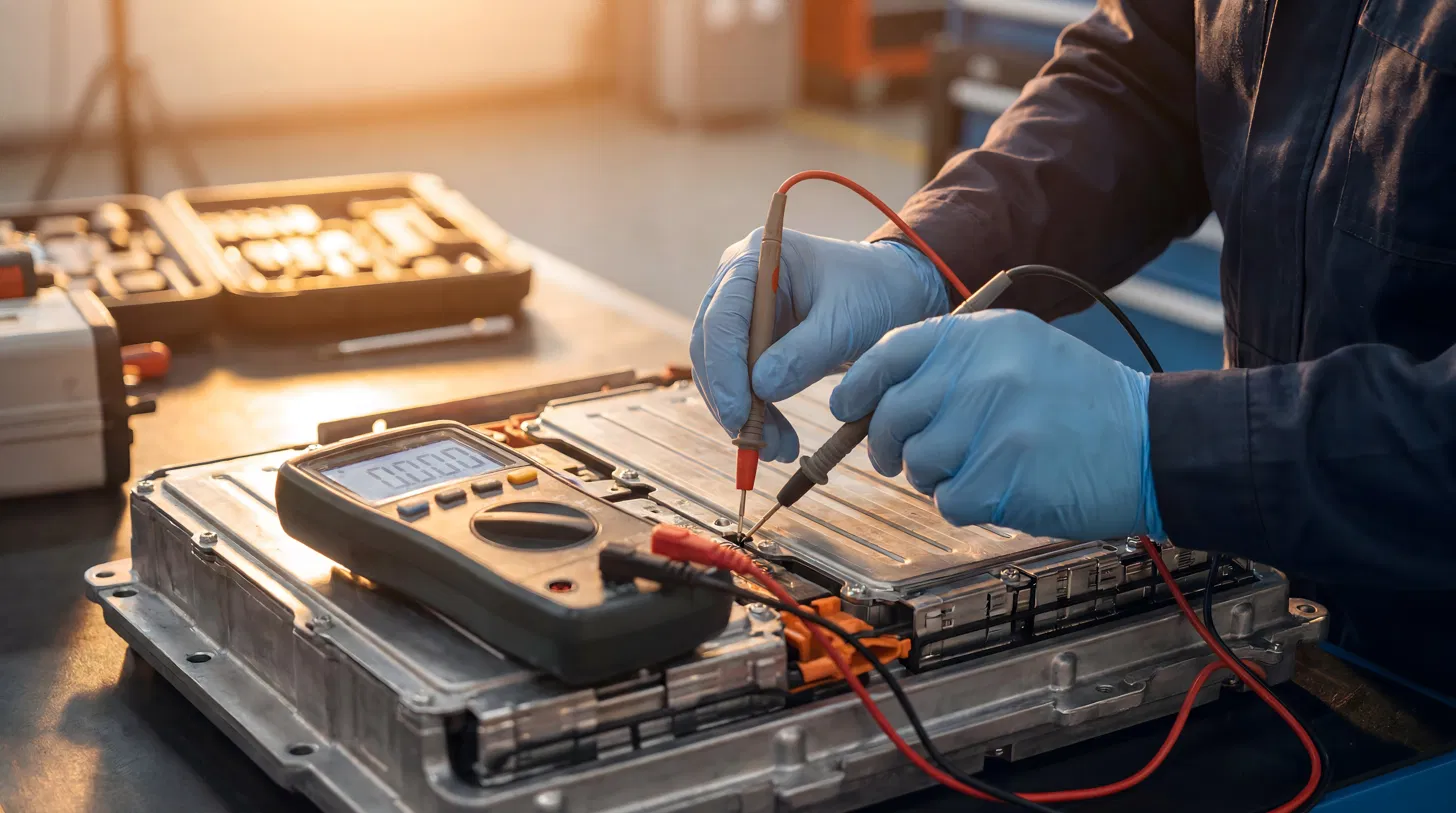 Engineer testing an electrical component with a multimeter